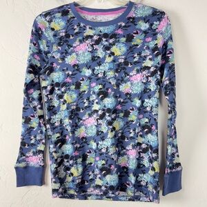 Vera Bradley PJ Pajama Sleep Shirt Knit Top Tee‎ Long Sleeve Ribbed Blue Purple